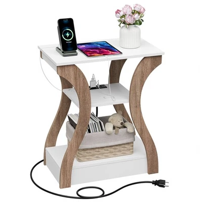 3 Tier Console Table White Narrow Entryway Sofa Table for Living Room Office - Image 1 of 4