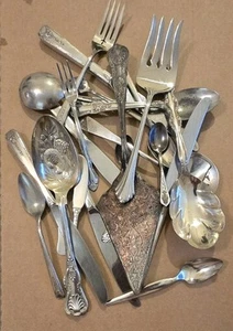 Vintage gemischtes Silberbesteck Besteck Löffel Gabeln Messer verschiedene Stile 100+ - Bild 1 von 14