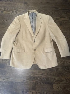 DOCKERS Corduroy Blazer Men's 46 Reg Tan Leather Buttons Casual Preppy Wedding - Picture 1 of 10
