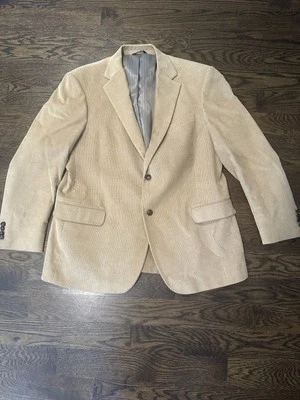 DOCKERS Corduroy Blazer Men's 46 Reg Tan Leather Buttons Casual Preppy Wedding - Image 1 of 4