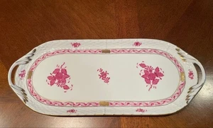 Plato ovalado rosa ramo chino Herend con mango flor Apponyi - Imagen 1 de 3