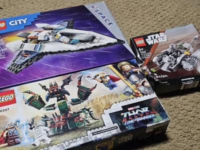 3 Lego Set Lot Star Wars Dented Box Thor Marvel City New Sealed  - Image 1 of 4