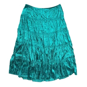 Vintage Guess Collection Teal Crushed Velvet Maxi Skirt Large 100% Polyester Y2K - Picture 1 of 6