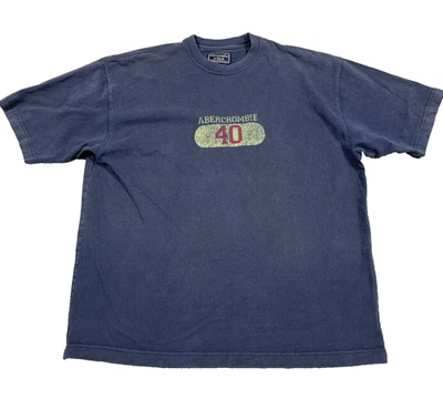 Camisa De Colección Y2K Abercrombie & Fitch Hombres XL Desteñida Azul Marino Camiseta Envejecida Foto 1 de 4