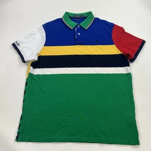 Polo Ralph Lauren Rugby Hombre Talla XL Clásico Azul Amarillo Rojo Blanco Verde Rayas - Imagen 1 de 8