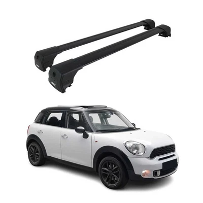 Barras transversales de techo de aluminio para equipaje Mini Cooper Countryman R60 2011-2016 negras Foto 1 de 4