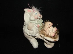 Dreamsicles Kristian Hecho a Mano Madre Conejo Bebé Conejo Carretilla Pascua - Imagen 1 de 3