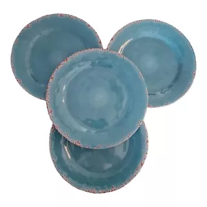 Tommy Bahama Aqua Crackle with Brown Accents 11" Melamine Dishes Set of 4 READ - Picture 1 of 5