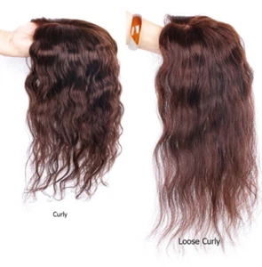 Loose Curly/ Curly 100% Human Hair Topper Hairpiece Toupee Top Piece For Women - Picture 1 of 19