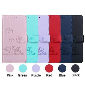 Etui Portefeuille Téléphone Cuir Chat pour Samsung Note 8 9 10 20 M55 A91 A81 A20E M30S - Photo 1 sur 13