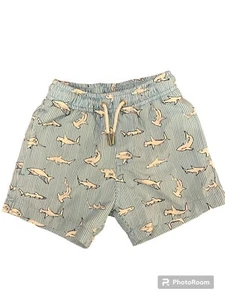 Bermies Boys Size 2 Swim Trunks Stripes Sharks Blue White - Picture 1 of 6