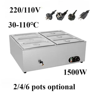2/4/6 Pots Bain Marie Electric Sauce Food Warmer Commercial Pan Heat 220/110V - Picture 1 of 11