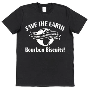 Bourbon Biscuits T-Shirt Save The Earth Spruch UK Schokoladenliebhaber Feinschmecker Geschenke - Bild 1 von 3