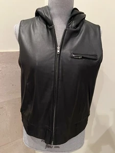 For Joseph Leather Hooded Motorcycle Jacket Vest Women's SZ M - Picture 1 of 10