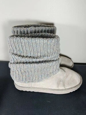 Girls Size 5 SO Sweater Boots Memory Foam Beige  - Image 1 of 4