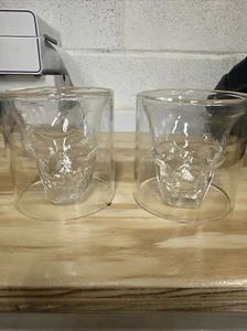 Skull drinking glass double shot double layer clear bar 3D mancave goth punk - Picture 1 of 2