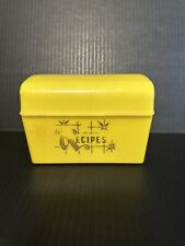 Lustro Ware Recipe Box Yellow Hinge Lid USA Mid Century Vtg Stock #B-25