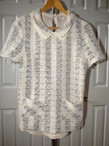 Anthropologie 9-H15 STCL Kragen Strick Tweed Boucle Top Bluse M - Bild 1 von 3