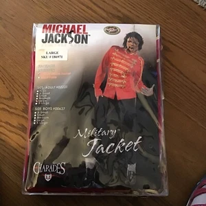 Red Military Prince Michael Jackson Fancy Dress Halloween Deluxe Adult Costume - Picture 1 of 2