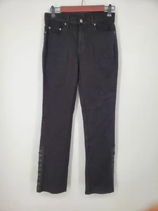 Vintage 90s Y2k D2 side lace up Black Jeans Pants Bootcut Size 2 Diane Gilman - Picture 1 of 5