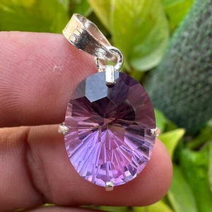 Colgante de piedras preciosas sueltas de amatista natural certificado de 17,10 quilates en plata maciza 925 - Imagen 1 de 7