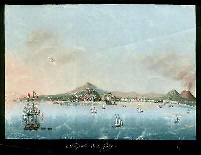 Neapel Gesamtansicht Blick über Die Bucht Original Gouache 1870 • 400€