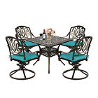 5-piece Patio Dining Set All-weather Cast Aluminum Dining Swivel Chairs & Table