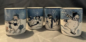 Canterbury Potteries Snow Valley Votivkerzenhalter, 4er Set, Schneemann Design - Bild 1 von 6