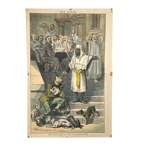 POOR MAN at the RICH MAN'S GATE Original 1884 - THE JUDGE - Political Cartoon - Picture 1 of 3