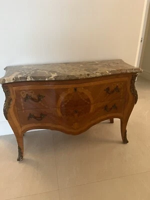 ANTIGUA CÓMODA FRANCESA LOUIS XVI MÁRMOL SUPERIOR CAOBA CÓMODA Foto 1 de 2