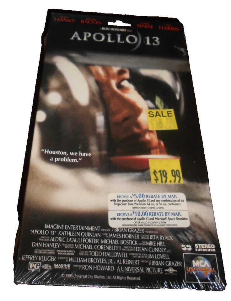 Apollo 13 VHS  Watermarks MCA Tom Hanks - Kevin Bacon -Ed Harris VTG New Sealed. - Image 1 of 3