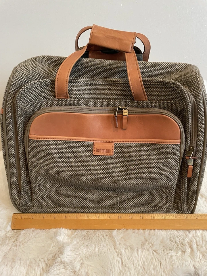 Maleta de mano Hartmann de nogal tweed y cinturón de cuero FC3 3 cremalleras Foto 1 de 4