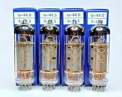 6P14P-K EL84 6BQ5 6П14П-К MATCHCHED QUAD (4pcs) Reflektor 1974s Tubes NEW NOS - Photo 1/3
