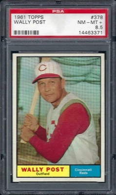 1961 TOPPS #378 WALLY POST Cincinnati Reds sharp/Centered Low Pop 7  PSA 8.5 - Image 1 of 2