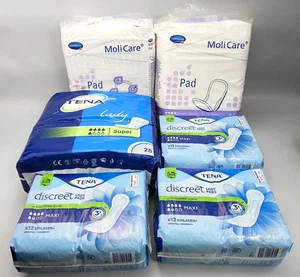 TENA Discreet Lady Maxi plantillas, Hartmann Moli Care plantillas, lote de 6 unidades  - Imagen 1 de 11