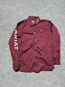 Ariat Youth Size Xl Boys Button Up Spell Out Long Sleeve Shirt - Picture 1 of 5