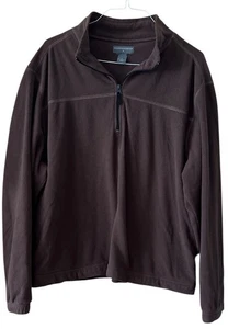 Saddlebred Men's Fleece 1/4 Zip Pullover Sweater Jacket XL Zipper Pockets Brown - Picture 1 of 9
