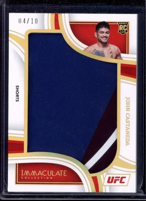 2023 Panini Immaculate UFC John Castaneda Training Shorts Jumbo Patch Gold /10 - Image 1 of 2