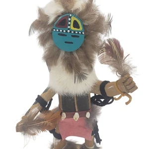 Vintage Kachina Puppe maskiertes Sonnengesicht signiert Sherman Handarbeit 11" groß - Bild 1 von 11