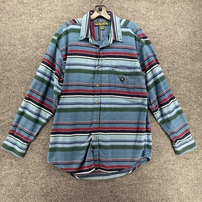 Camisa de Mesa Redonda Caballeros de Colección Para Hombre L Azul Rayas Abotonada Western Ranch Foto 1 de 4