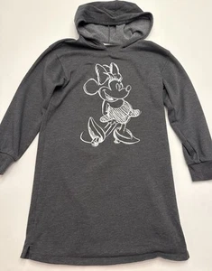 Gap X Disney Girls Sweatshirt Hoodie Dress Size XL 12 Minnie Mouse Print Gray - Picture 1 of 10