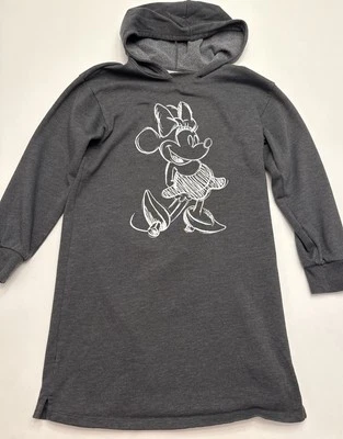 Gap X Disney Girls Sweatshirt Hoodie Dress Size XL 12 Minnie Mouse Print Gray - Image 1 of 4