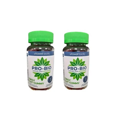 2 x Vitawell Biotic Pro-Bio Spout Your Microbiome Daily Gut Gummy 50 Strawberry