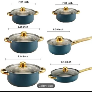 12 utensilios de cocina de acero inoxidable, juego de utensilios de cocina antiadherentes, incluye sartén - Imagen 1 de 8