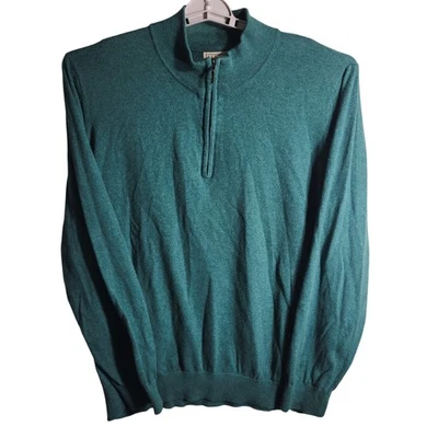 L.L.Bean Mens XXL REG Teal Blue Cashmere Blend 1/4 Zip Sweater OUTDOOR - Image 1 of 4