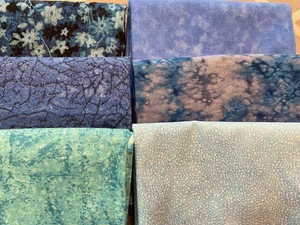 cotton fabric lot of 6 fat quarters shades of blue 18" x20-21" washed and ironed - Picture 1 of 1