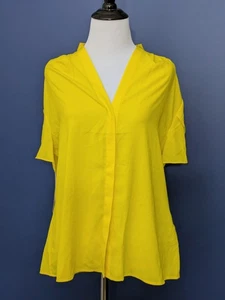 Calvin Klein Rüschen Kurzarm Pull Over Shirt Damen Large Gelb - Bild 1 von 5