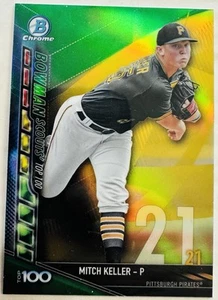 2017 Bowman Chrome Mitch Keller (Pirates) Scouts 100 Green Refractor /99 BTP-21 - Picture 1 of 2