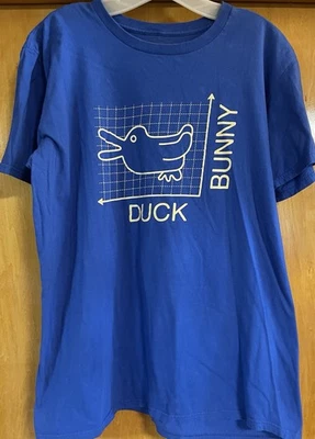 DUCK BUNNY TEE SHIRT, Snorg Tees, Men's L, Blue, Optical Illusion Graphic Tee - Image 1 of 4