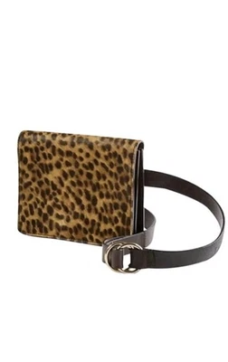 Bolso Cinturón J. Jill XS/S Marrón Estampado Leopardo Pelo de Becerro Cuero Nuevo Foto 1 de 4